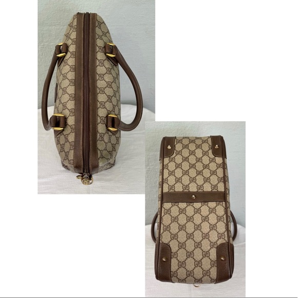 Vintage 80's GUCCI Classic GG Monogram PVC Vinyl Satchel Tote Crossbody Bag - Picture 6 of 13